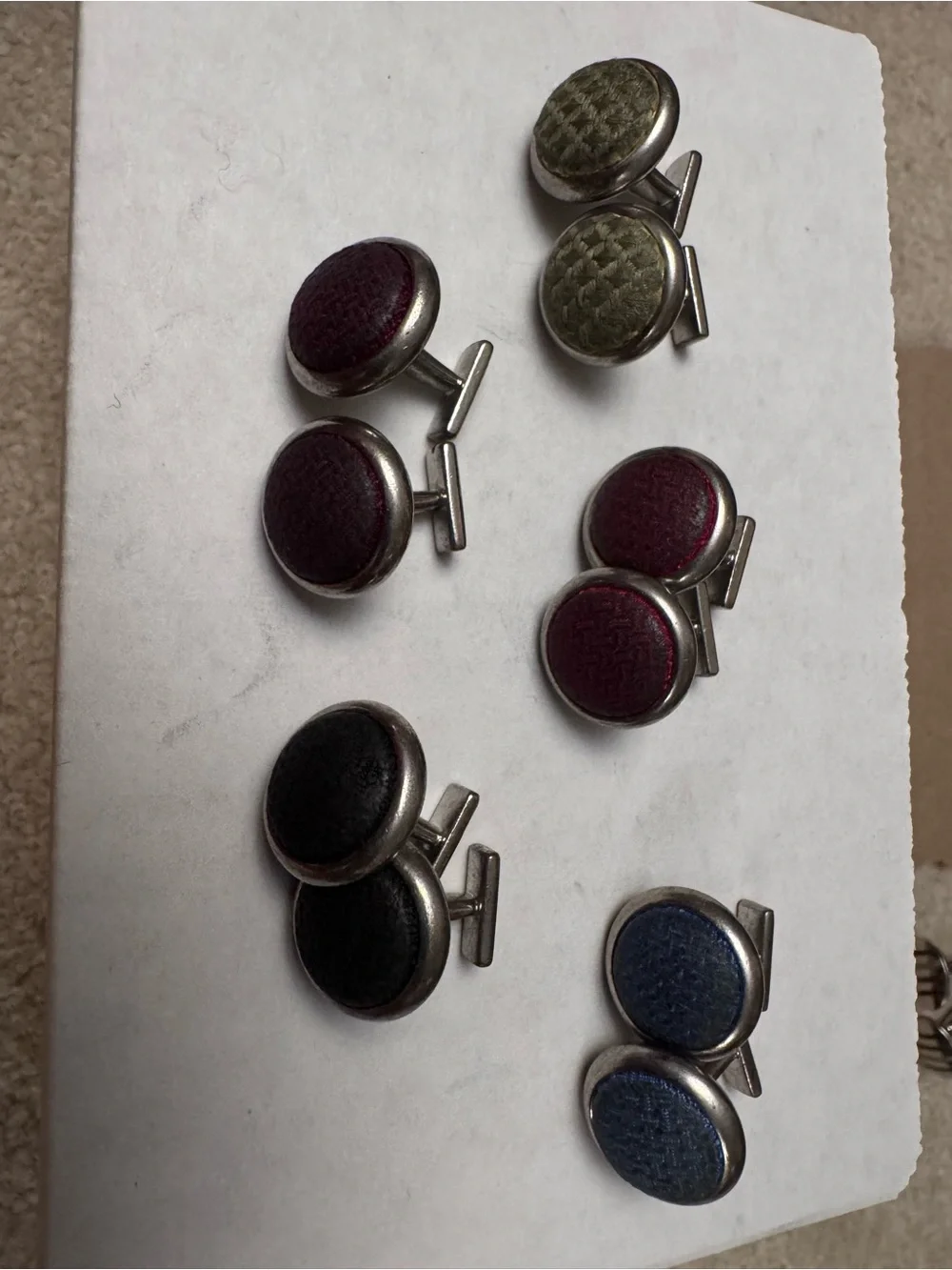Vintage Lot of 5 Thomas Pink London Enamel Fabric Cufflinks Set